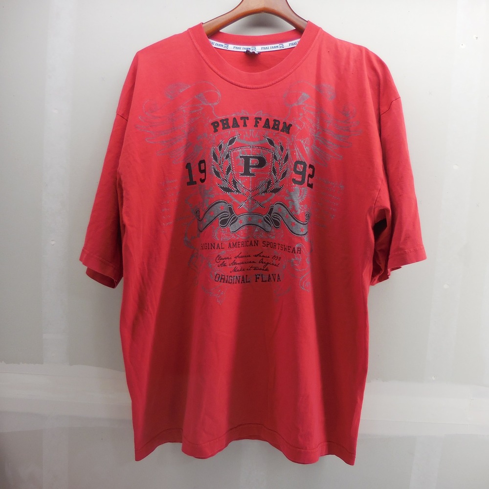 Vintage Phat Farm Red Graphic T-Shirt Mens XL Original Flava 1992 Streetwear